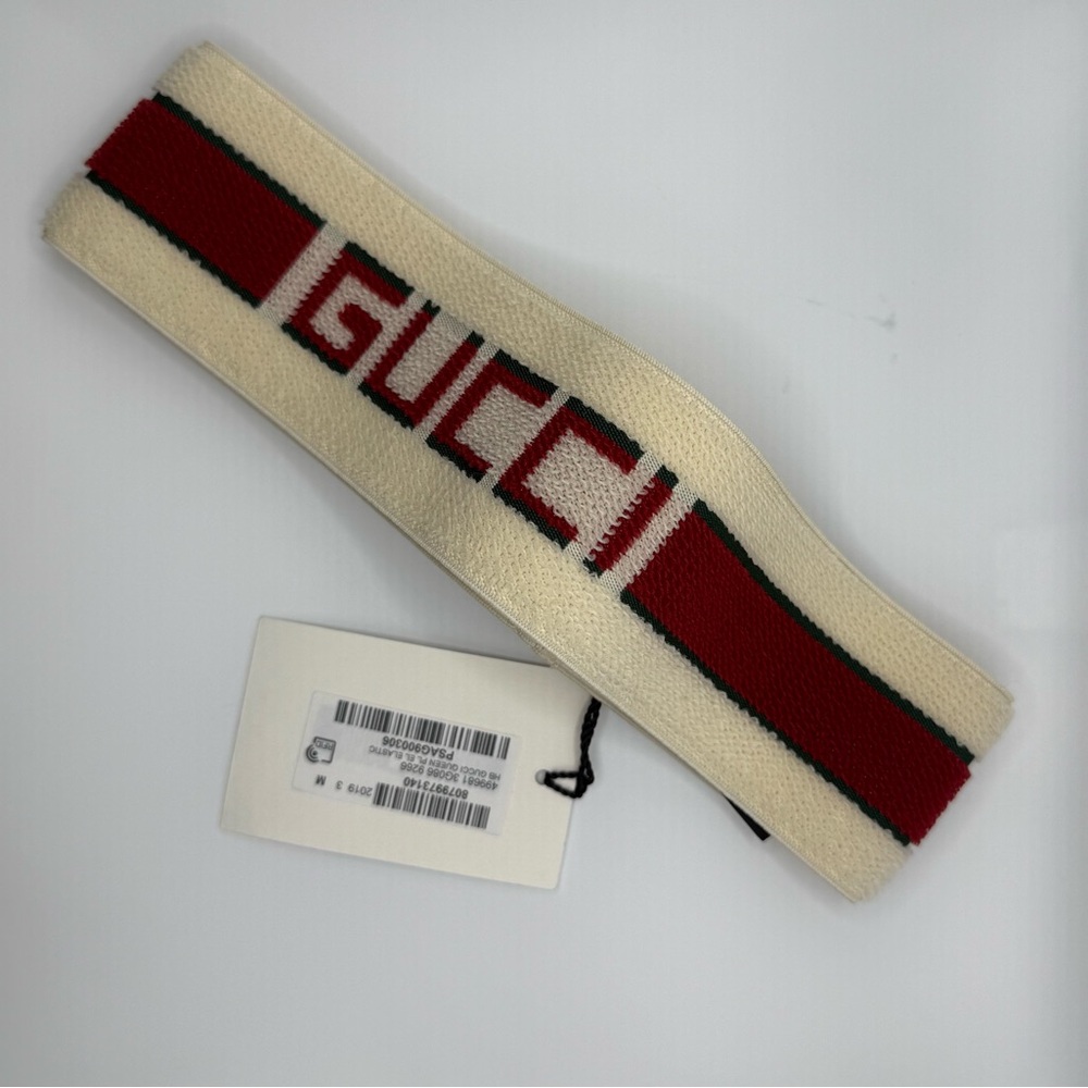 NWT! Gucci Beige Web Terry Signature Headband
